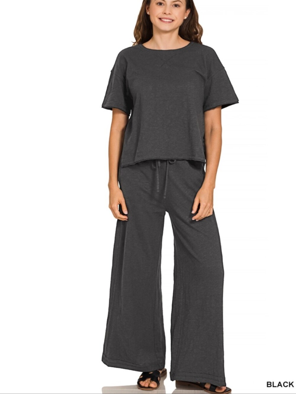 New Zenana Cotton Slub Pant Set